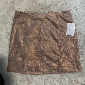 free people rose gold metallic skirt